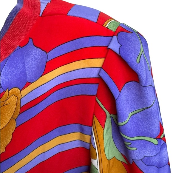 Vintage ladies Robert Janan red floral snap button jacket size Small - Picture 6 of 9